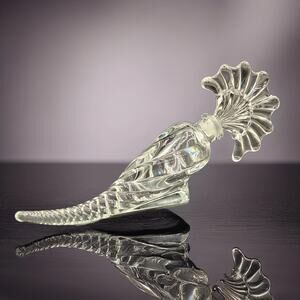 Elegant Vintage Glass Vanity Bottle with Cornucopia Swirl and Fan Stopper